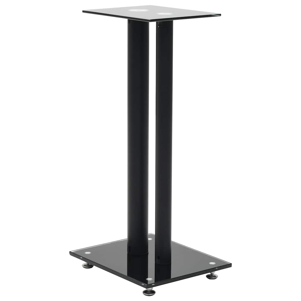 Speaker Stands (2 pcs) Dual Column Design Tempered Glass Black