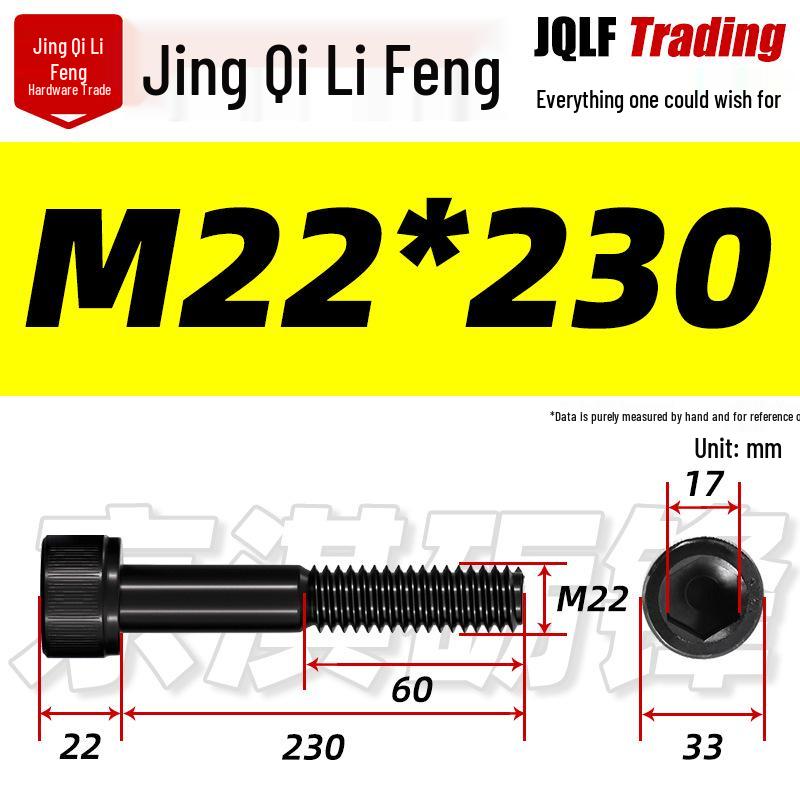 M20-M27 High Strength Blackened Hex Socket Head Cap Screw with Knurled Cylindrical Half Thread