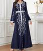 ZD074 Узкое платье в европейском и американском мусульманском стиле с вышивкой и длинными рукавами