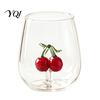 Handmade Decorative Drinking Mugs Clear Glass Cup with 3D Fruit And Christmas Holiday Ornaments, Cute Shaped Cups for Sparkling Water Heat Resistant
