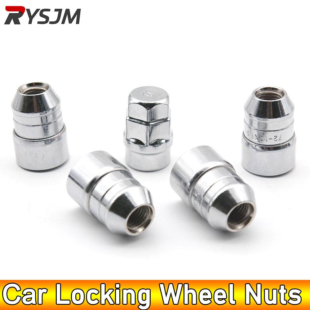 AD M12X1.5 4pcs Nuts +1 Key Closed End Anti theft Security Car Wheel Locking Nuts Wheel Rim Lock Lug Nuts High Quality Chrome