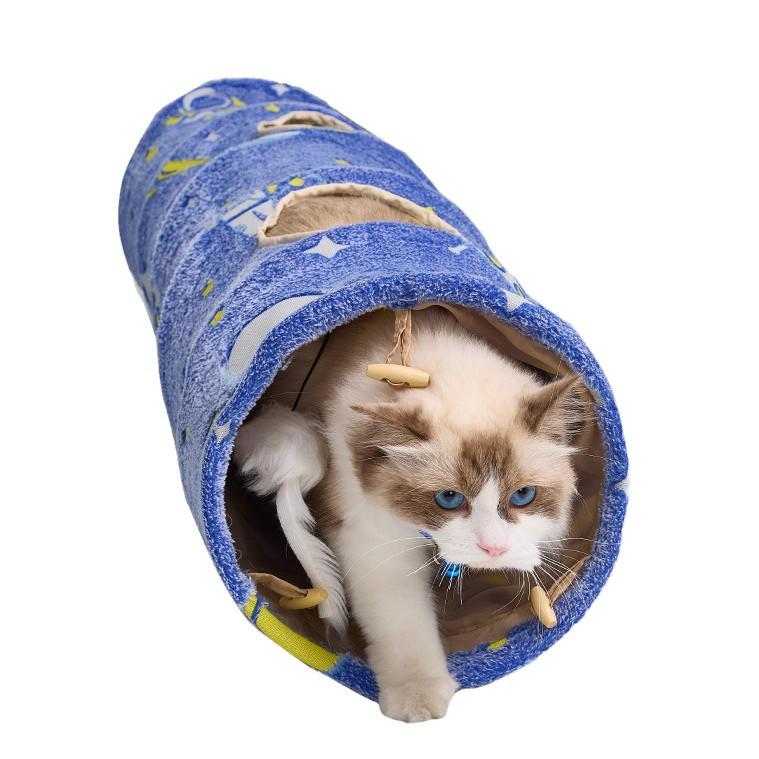 Luminous Foldable Cat Tunnel and Peek-a-Boo Self-Play Bed