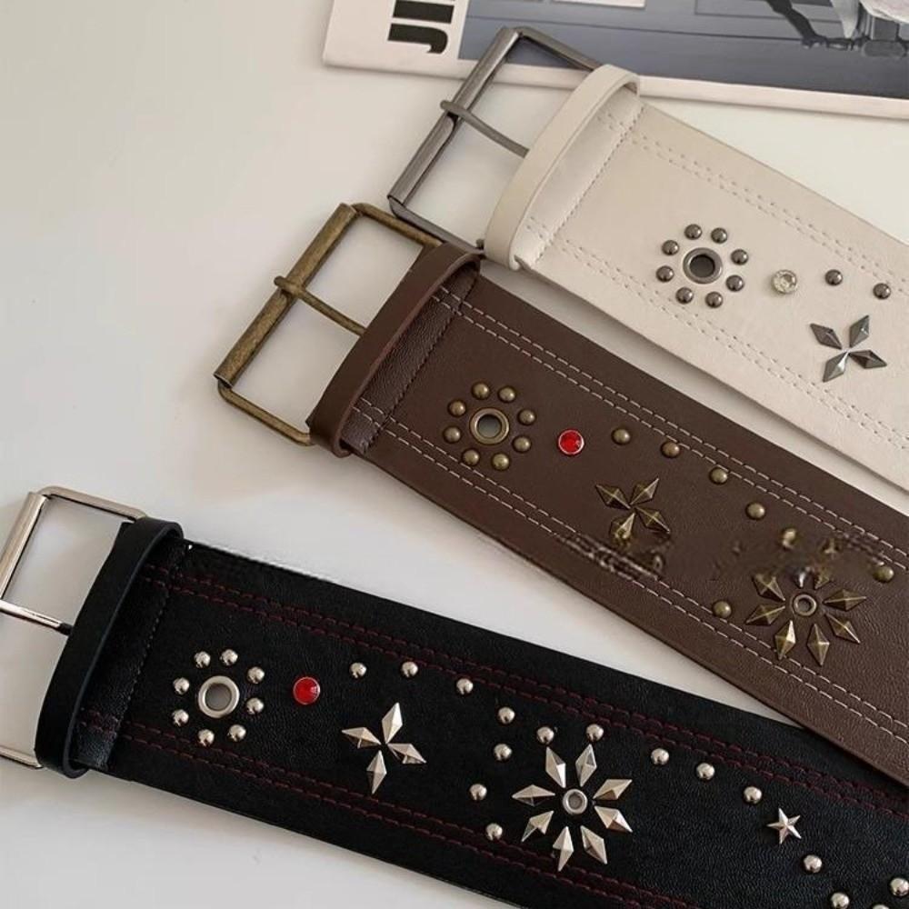 Готический женский ремень с заклепками Винтажный ремень для платья и джинсов Модный кожаный пояс на талию Уличная одежда
