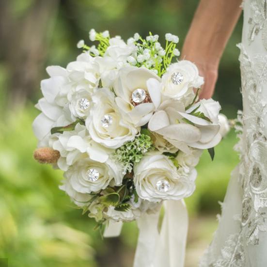 100 шт./кор., прозрачные булавки для букета из искусственного бриллианта, вуаль, булавки для корсажа, элегантные бутоньерки, прямые булавки с цветочным рисунком, сделай сам, ремесло