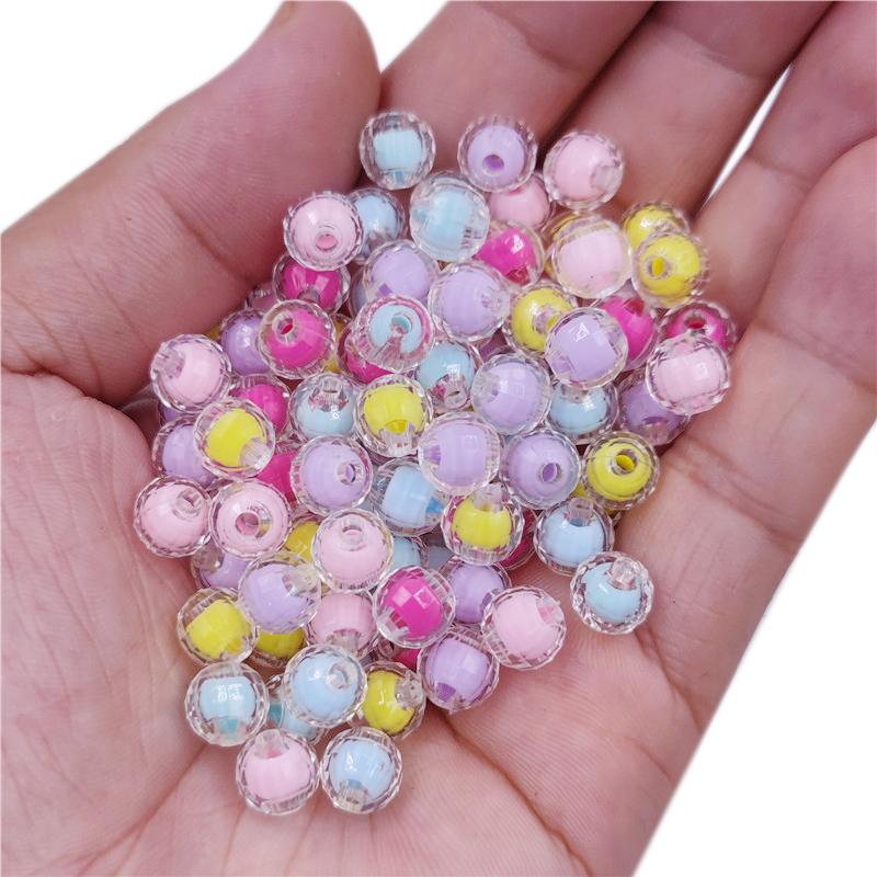 High Quality Necklace Bracelet Loose Beads 150/100Pcs Sandwich Transparent Creative 8/10mm Round Pendant Faceted DIY Jewelry Making Candy Color
