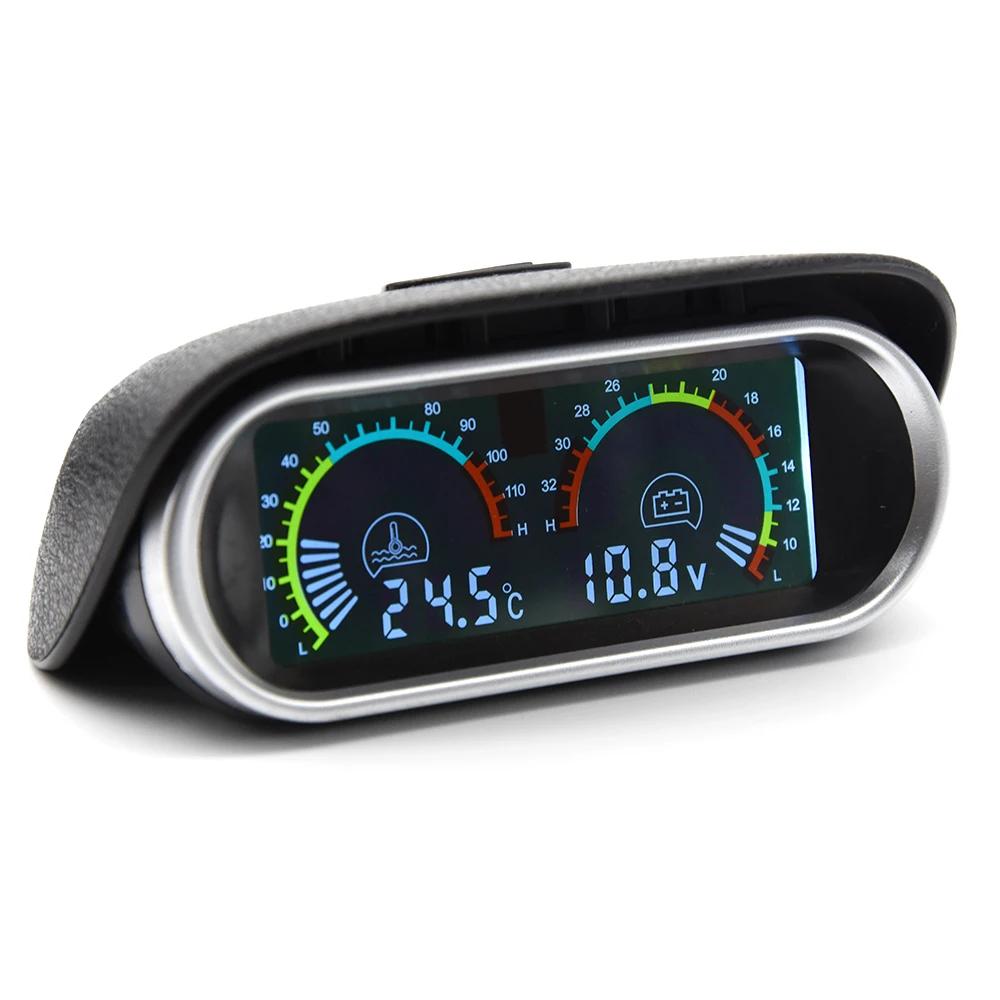 12V 24V Water Temperature Gauge 2 IN 1 Car Truck LCD Gauge Voltmeter With 1/8 NPT Temp Sensor Water Temp Meter for Auto Cars