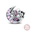 925 Silver Classic Purple Retro Heart Shape Lotus Angel Pattern Charms Beads Fit Qikaola Original Bracelets DIY Jewelry