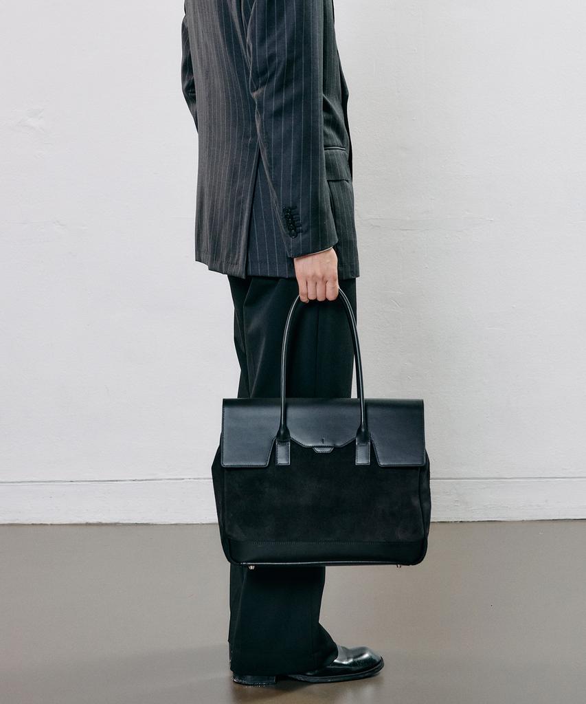 Bedford11Th Polygon Large Flap Tote [Black Real Suede Combo]