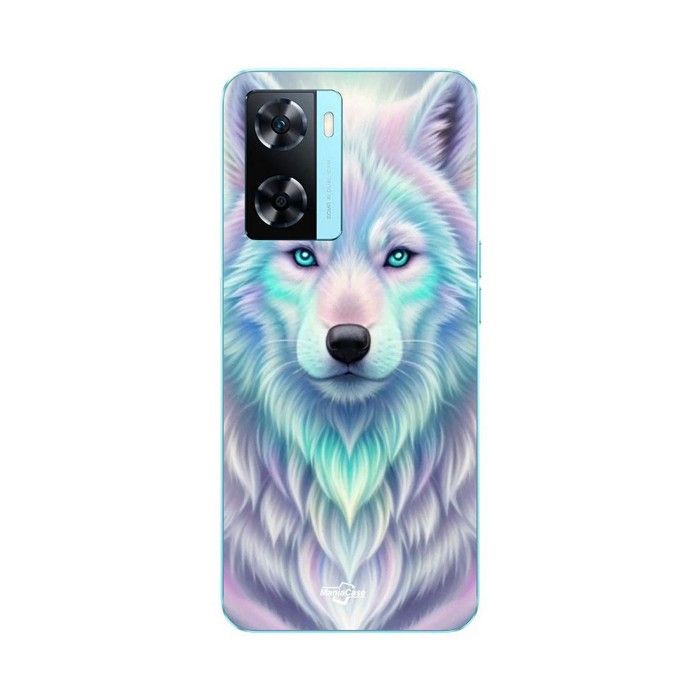Coque pour Oppo A57s 4G Loup blanc reflet violet