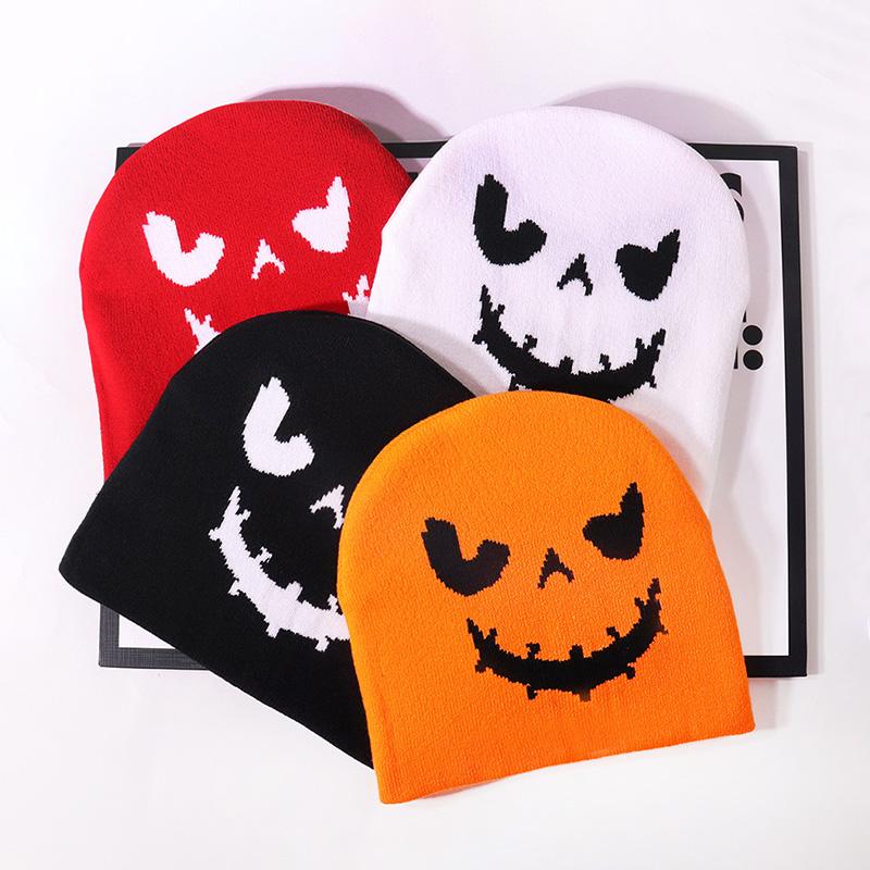 Зимняя шапка унисекс, забавная вязаная шапка-тыква, шапка-бини на Хэллоуин, шапки-бини Skullies, персонализированный чепчик, теплые толстые шапки-пуловеры