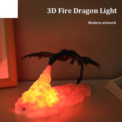 3D-принтер светодиодные лампы-драконы Ночной светильник Теплый свет Сопровождающий светильник для сна USB-зарядка Светильник Художественный светильник Кровать-лампа для любителей драконов Декор комнаты