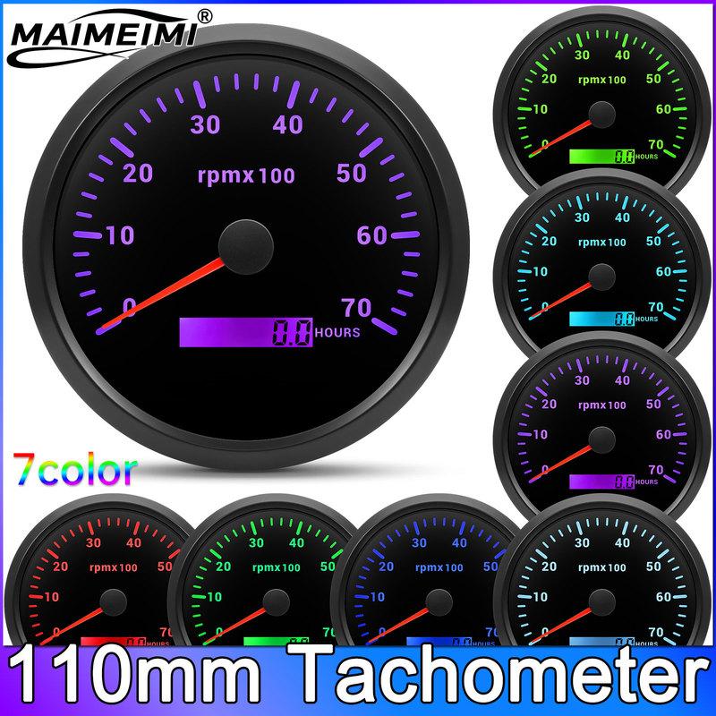 110MM Tachometer 3000-8000 RPM Meter 7 Color LED Tacho Gauge Car Boat Marine Outboard Vehicle 12V 24V tacometro