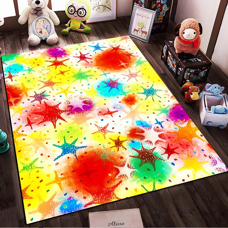 Colorful Abstract Starburst Pattern Carpet for Living Room Decor Suitable for use as an anti-slip for living room bedroom sofas