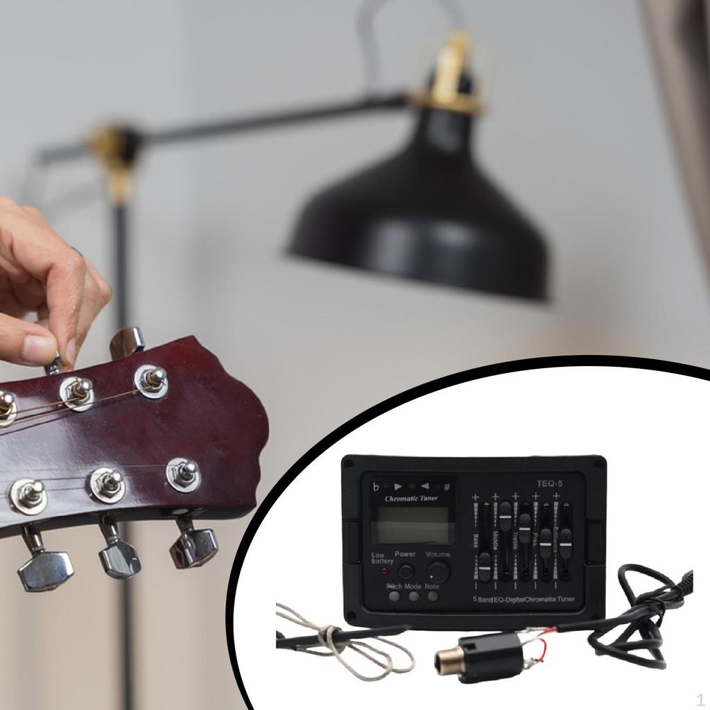 5-полосный предусилитель для акустической гитары, хроматический тюнер, пьезо-звукосниматель, регулятор громкости для