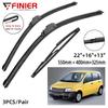 3PCS Wiper Blades For Fiat Panda 169 2003-2012 22" 16" 13" Fit Front Windshield Windscreen Window Brushes Cutter Accessories 2007 2008 2009 2010 2011