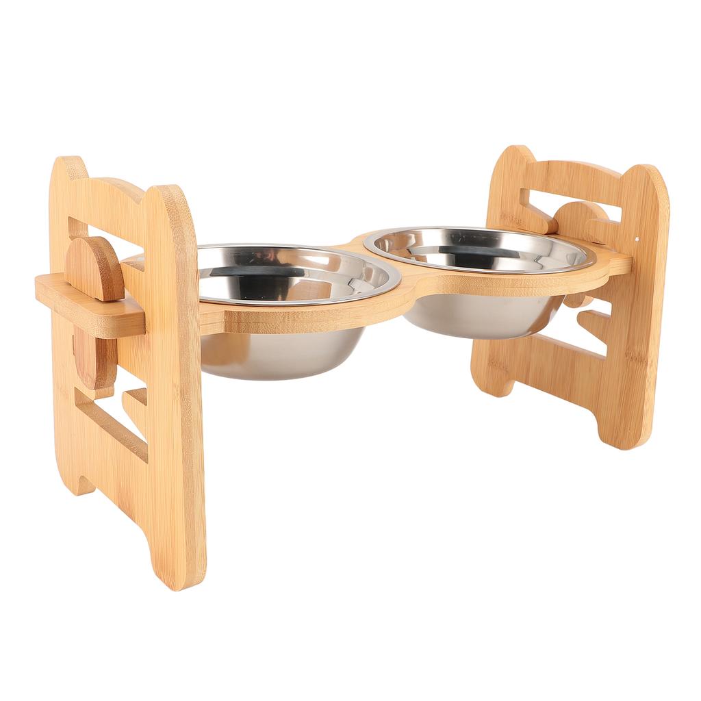 Подставка для мисок для собак, наклоненная на 15 градусов, противоскользящая, регулируемая миска для собак с 2 мисками из нержавеющей стали f