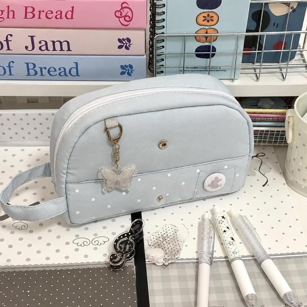 Multi-compartment Pen Bag Handheld Pencil Pouch Durable Stationery Bag Gift