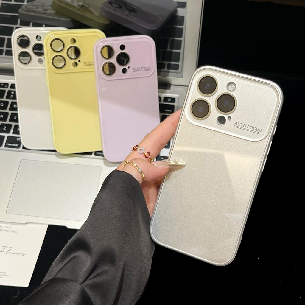 Роскошный глянцевый чехол из закаленного стекла для iPhone 17 16 15 14 13 12 11 Pro Max с большим окном для защиты объектива, противоударная бронированная крышка