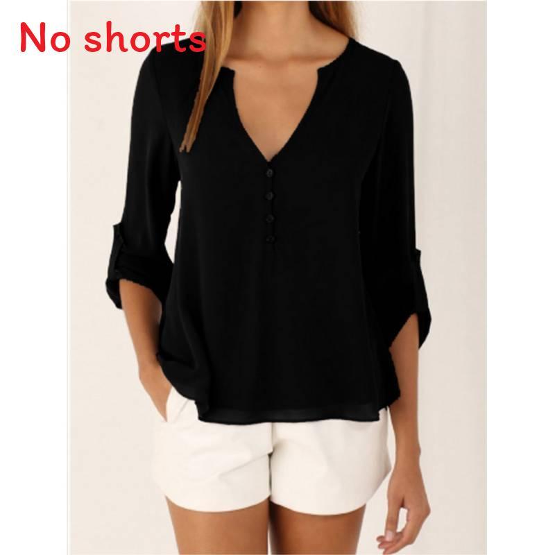 Elegant Women's Long Sleeve V Neck Loose Chiffon Blouse In 11 Stylish Colors And Sizes