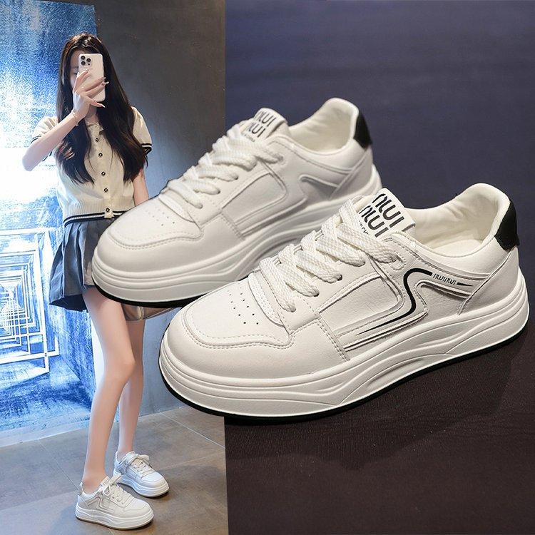 Stepping On Shit Feeling Spring and Summer Leather Little White Shoes Women's 2025 New Popular Versatile Student Sports Board Shoes Soft-soled Wo