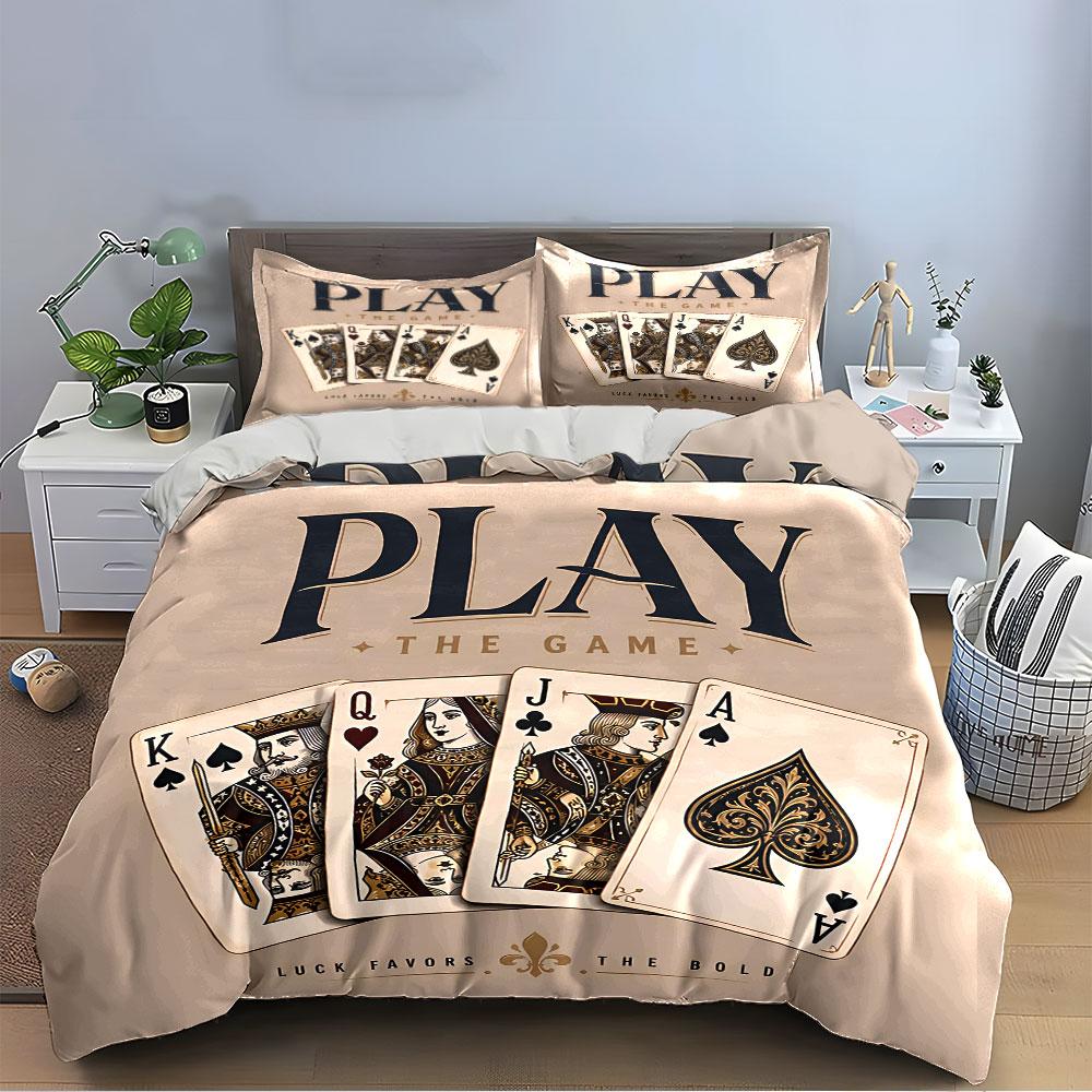 Playing Cards Vintage Design Bedding Duvet Cover Set Duvet Cover Pillowcases (1*Duvet Cover 2*Pillowcases, without duvet insert)