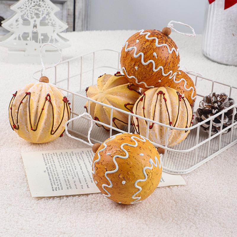 Set of 6 Warm Brown Cookie Christmas Ball Tree Hanging Ornaments Retro 8cm Foam Balls for Tree Decor New Year Winter 2026