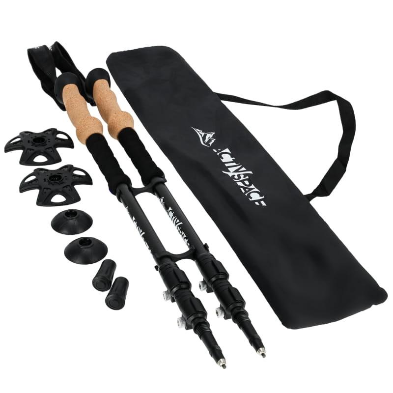 Adjustable trekking poles black - carbon