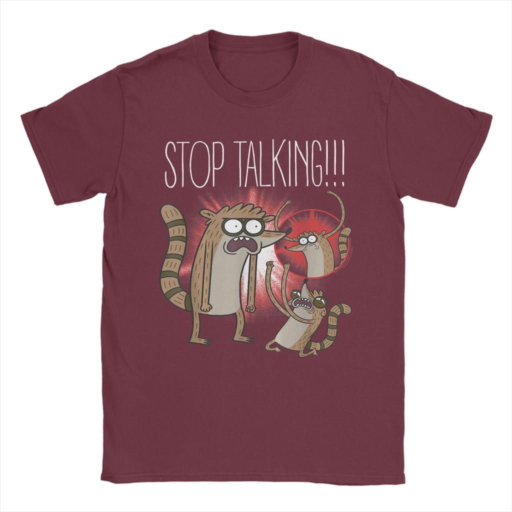 Regular Show Rigby Stop Talking Men T Shirts Hipster Tees Short Sleeve Round Collar TShirt Cotton Graphic Tops