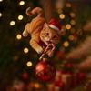 Cat Christmas Ornament Cute Kitten Christmas Ball Ornament 2D Flat Hanging Charm for Car Rearview Mirror