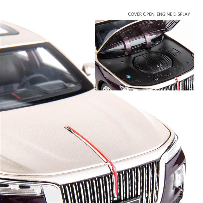 1/24 Hong Qi H9 Alloy Luxy Car Model Diecast Toy Vehicles Metal Car Model High Simulation Sound Light Collection Childrens Gifts