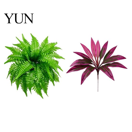 Seasonal Home Accents Artificial Fern And Red Dracaena Plants, UV Resistant Decorative Faux Plant, Maintenance Free Cascading Greenery Realistic