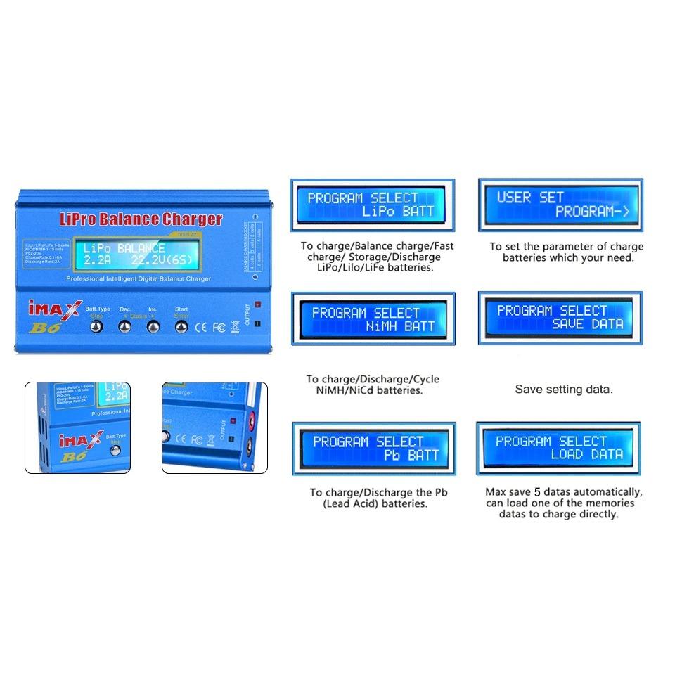 IMAX B6 80 Вт зарядное устройство для аккумуляторов Lipo NiMh Li-ion Ni-Cd цифровое RC Lipo зарядное устройство + адаптер 15 В 6 А балансировочное зарядное устройство разрядник