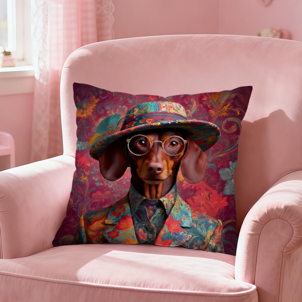 Fashion Funny Vintage Gentlemanly Dog Soft Pillowcase Sofa Home Living Room Office Decor Protective Covers Hogar Pillow Cover