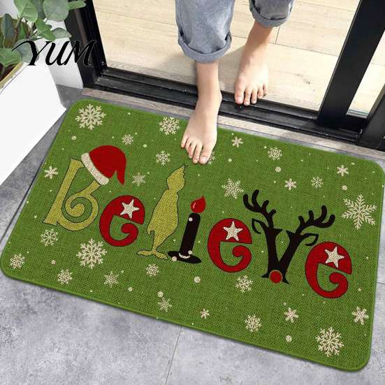 Festive Snowflake Area Rug Christmas Door Mat, Entrance Rug, 35" x 24" Non-Slip Washable Heavy Duty Mud Scraper Mat Welcome Water Absorbent