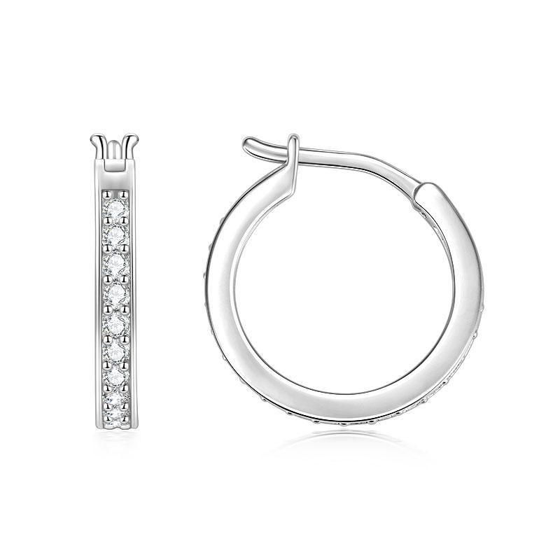 Hip Hop Gold Plated Moissanite Earrings Unisex Bridal Anniversary Gift Channel Setting Cuff Huggies Hoop Earrings