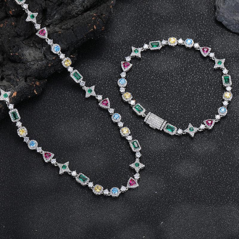 Iced Out Tennis Bracelet Multicolor Cubic Zirconia Hip Hop Chain Bracelet for Men Women Party Gift Jewelry