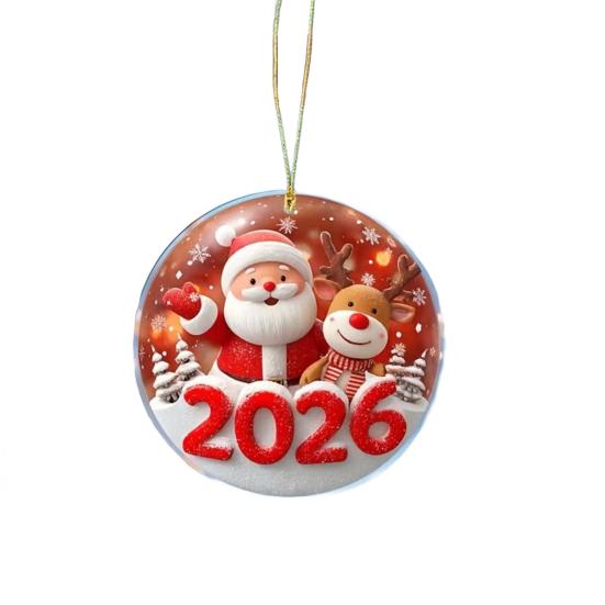 Christmas Ornament Snowman Santa Claus Deer Design Car Rear View Pendant