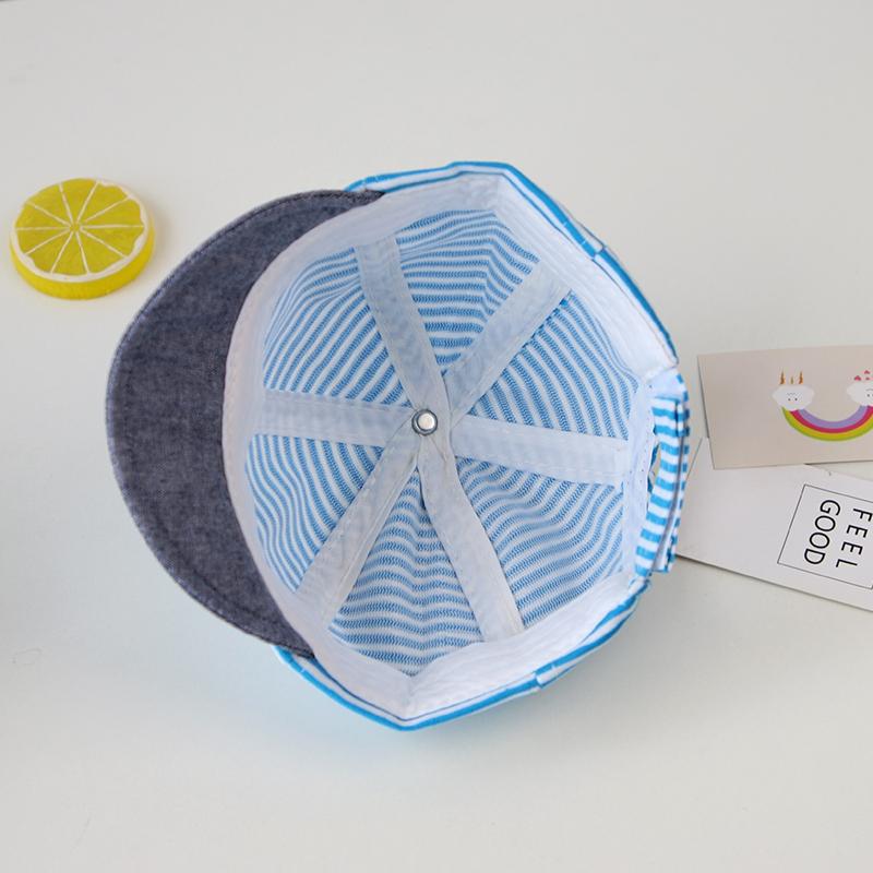 Летняя хлопковая детская шапка, милая повседневная полосатая шапочка для мальчика, мягкая козырек, детские солнцезащитные шапки для девочек