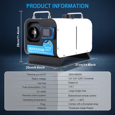 5/8 кВт Дизельный воздушный отопитель 12 В/24 В/220 В Три в одном Белый Горизонтальный Автомобильный отопитель для Автомобиля Грузовика Лодки Автодома Парковочный Дизельный отопитель