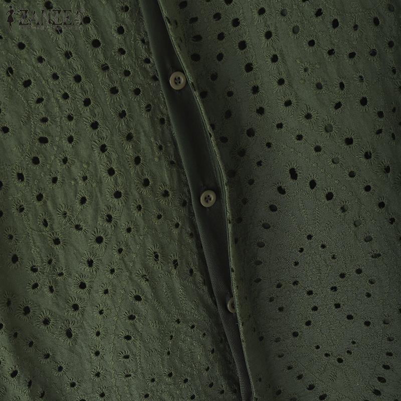 ZANZEA Женская летняя блузка с круглым вырезом и рукавом 3/4 из кружева Crochet в стиле пэчворк