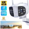 Outdoor 4K 8MP WiFi Camera Dual Lens Wide Panoramic Security Protection Video Surveillance Cameras Motion Detection CCTV