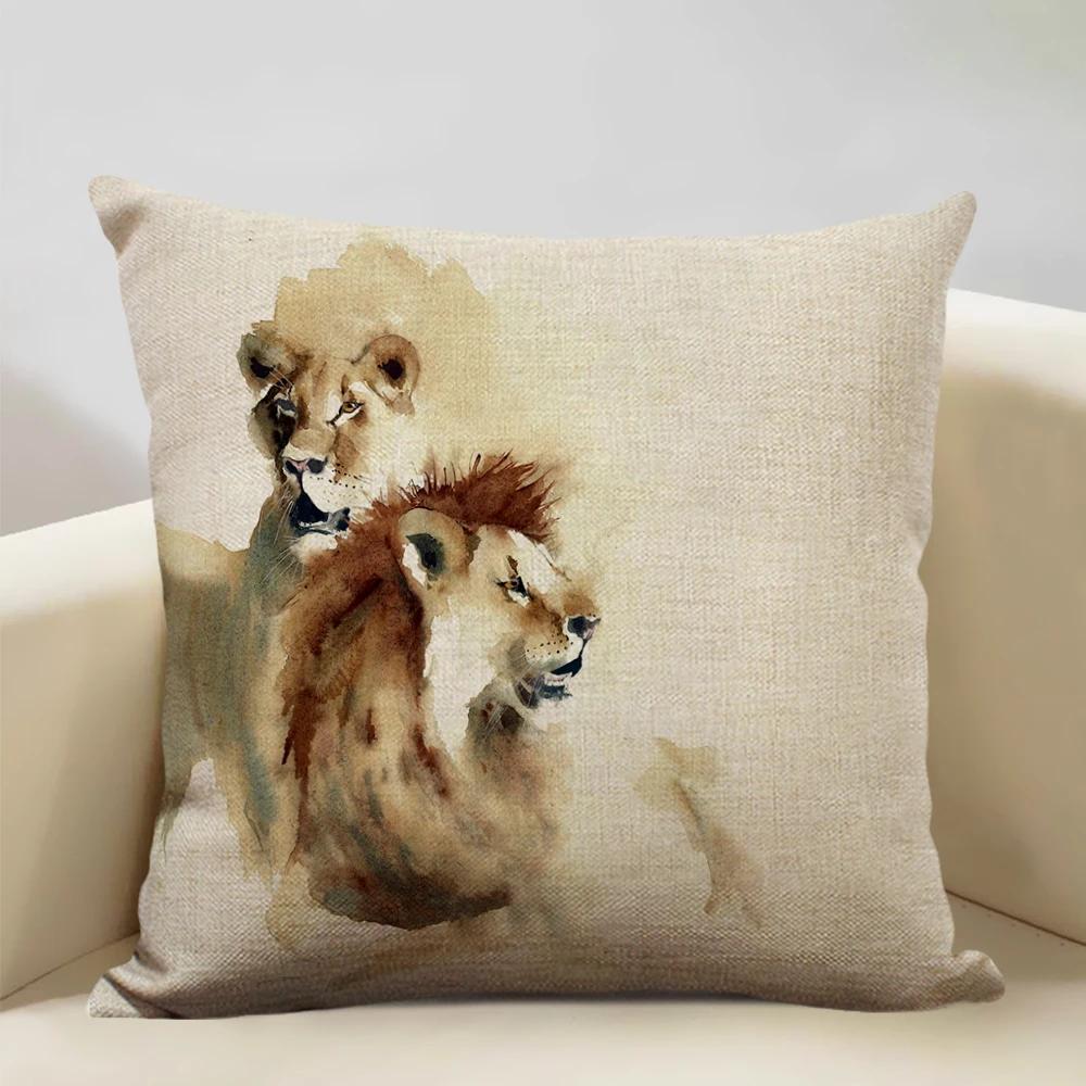 Акварельный Животное Лошадь Курица Ящерица Корова Антилопа Декоративная Наволочка 45x45см Чехол на Подушку для Дивана Домашний Декор
