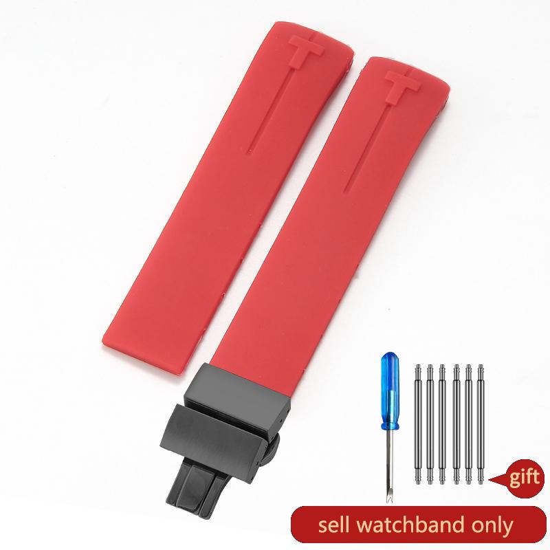 Нескользящий Высокоэластичный для Tissot T-Touch 21 20 мм Черно-Оранжевый T047 T013 T33 Специальный Интерфейс Антивозрастной Силиконовый Ремешок для Часов