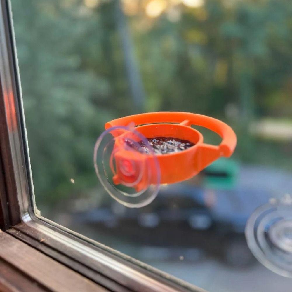 Suction Cup Window Bird Feeder Hanging Anti-leakage Bird Feeding Station Orange Waterproof Bird Water Drinker Bird Supplies 4