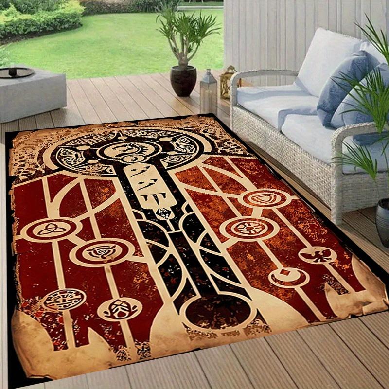 1pc Ancient Totem Print, Design Area Rug - Soft, Anti-Slip, and Durable Gaming Room Decor for Bedroom, Living Room