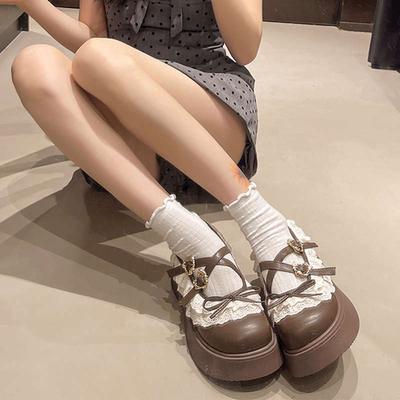 Универсальная юбка с бантом туфли Мэри Джейн женские весна 2025 новые Лолита кружевная платформа маленькие кожаные туфли