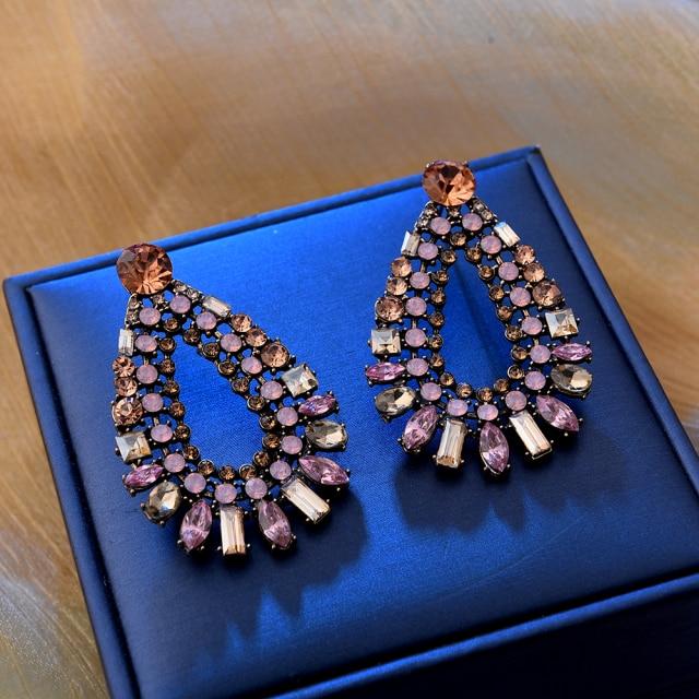 Ztech New Pink Series Crystal Beads Tassel Earrings for Women Girls Elegant Cute/Romantic Korean Style Statement Jewelry Brincos