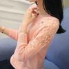 Thin Hollow Knit Sweater Lace Beaded Round Neck Bottoming Shirt Spring and Autumn Pullover Short Sweater