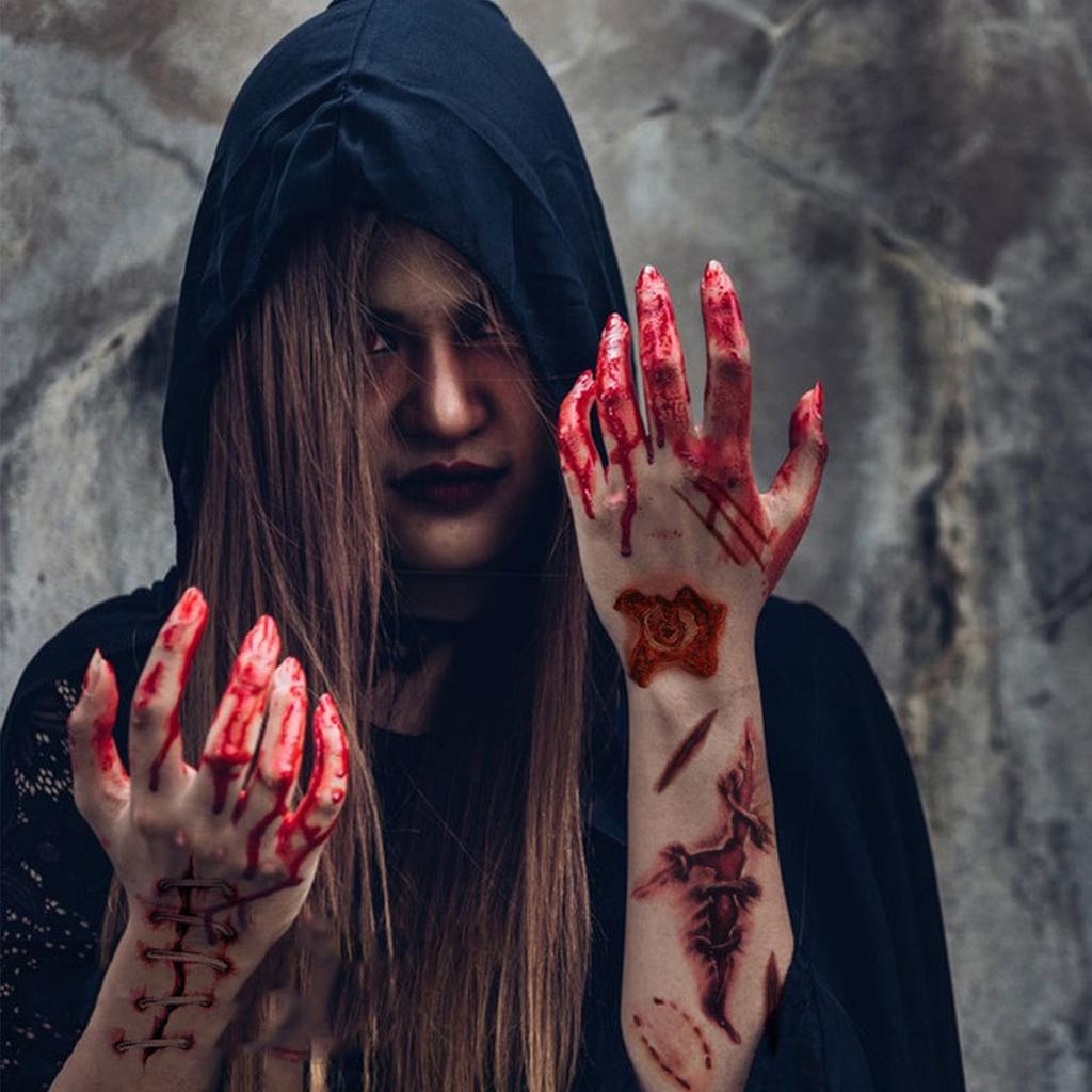 Наклейки на Хэллоуин Наклейки на лицо с макияжем для вечеринки Праздничные украшения Моделирование Ужасы Наклейки на шрамы и раны