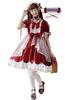 Lolita Gothic Long Mori Young Lady [Hosaku Co., Ltd.] Dress, Lolita, Sleeve, Ruffles, Dreamy, Girl, Cosplay, Christmas, Halloween, (M, Red)